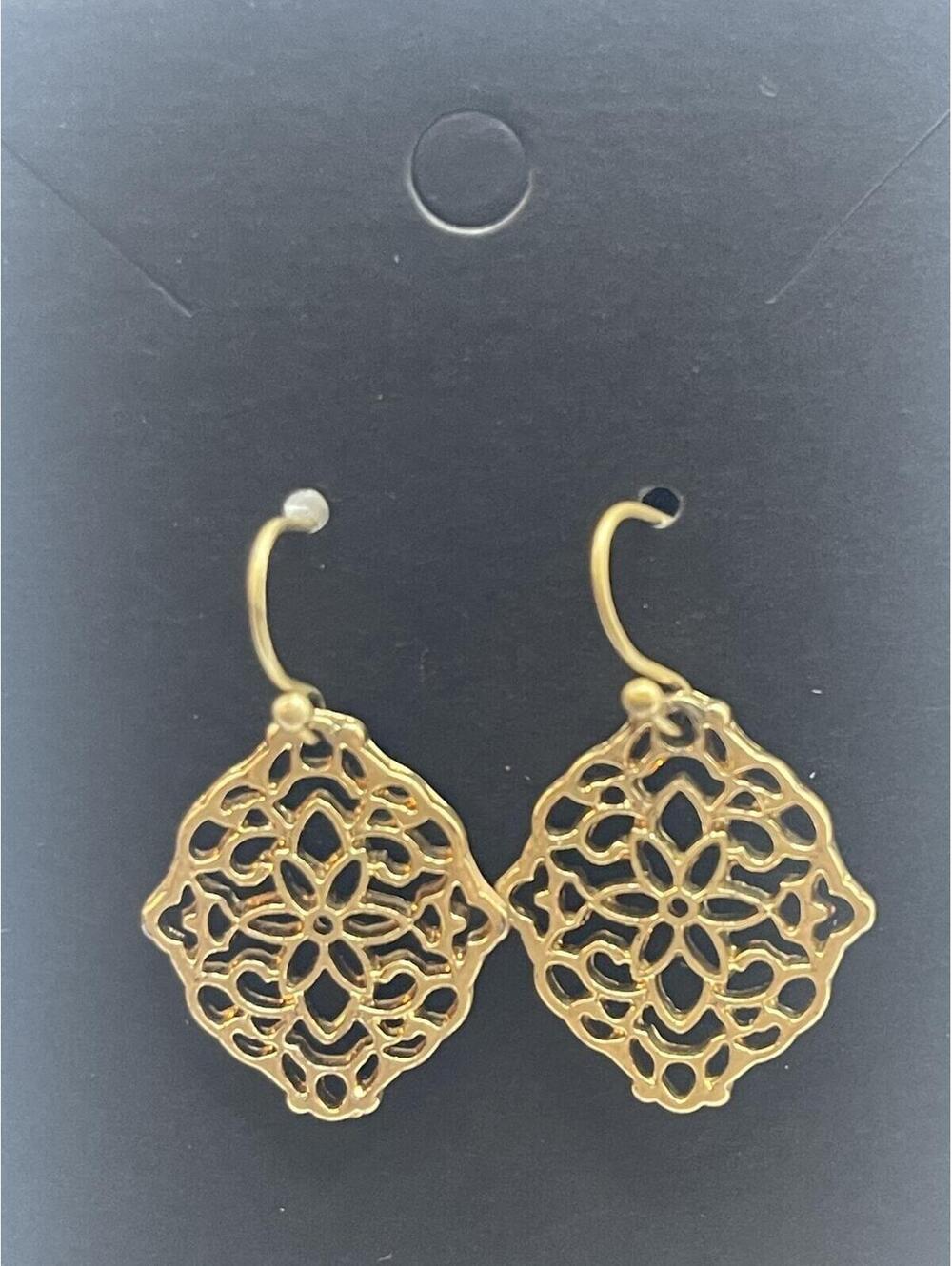 Gold Tone Filigree Drop Earrings